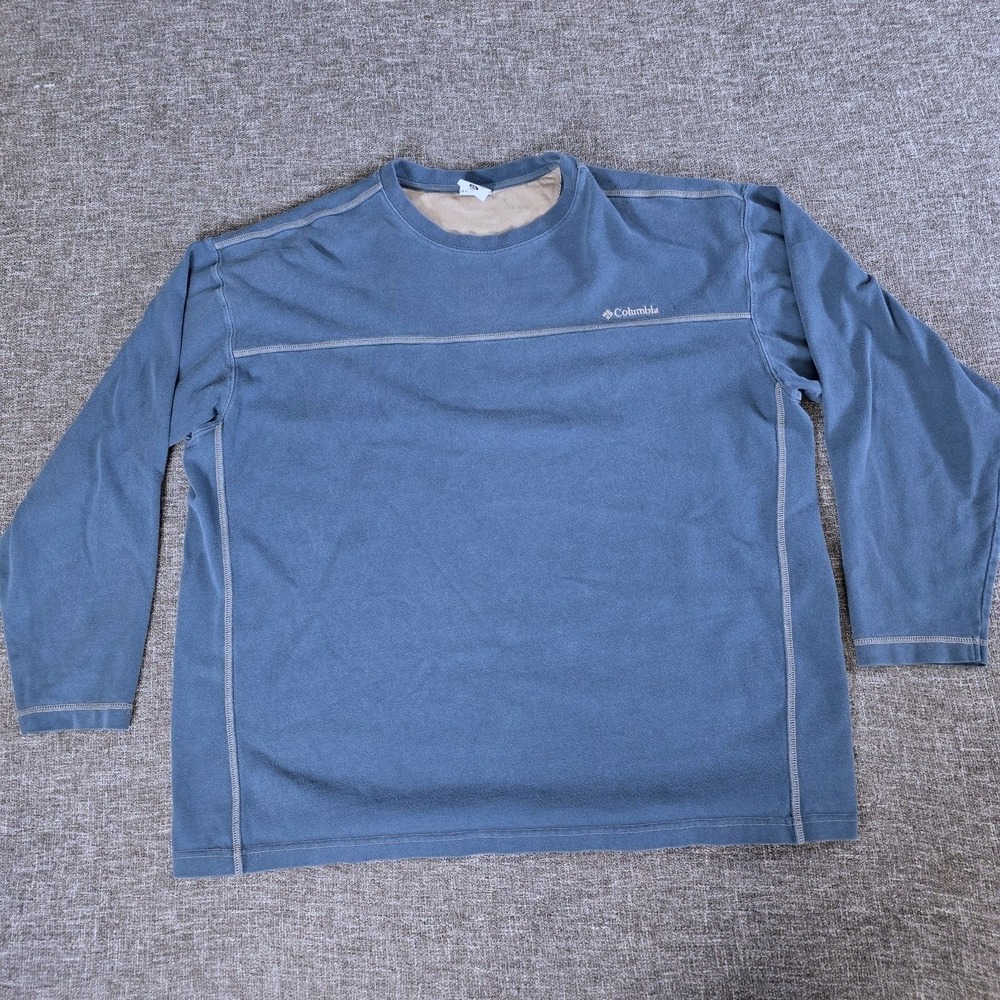 Vtg Columbia Mens XXL Blue Long Sleeve Crewneck Sweatshirt Contrast Stitch